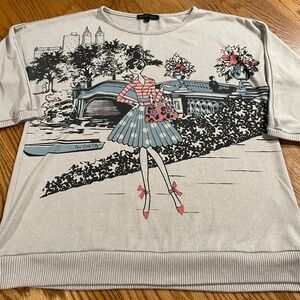 Mesh&lace novelty print city shopping girl size large